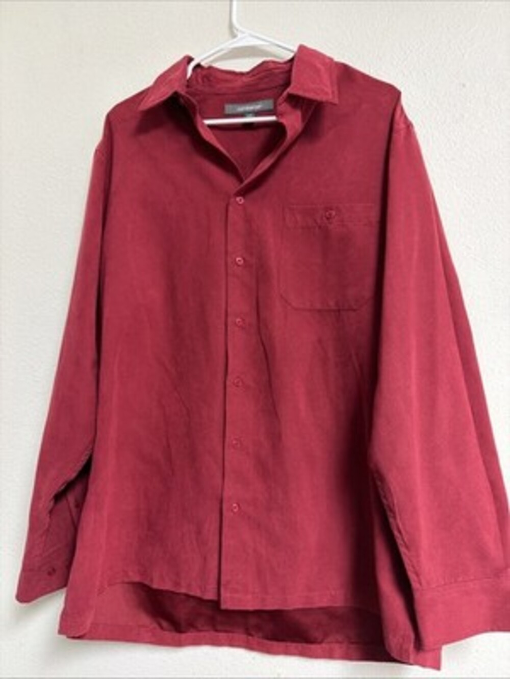 Croft & Barrow Mens Size LT Long Sleeve Button Up Red Felt With Pocket